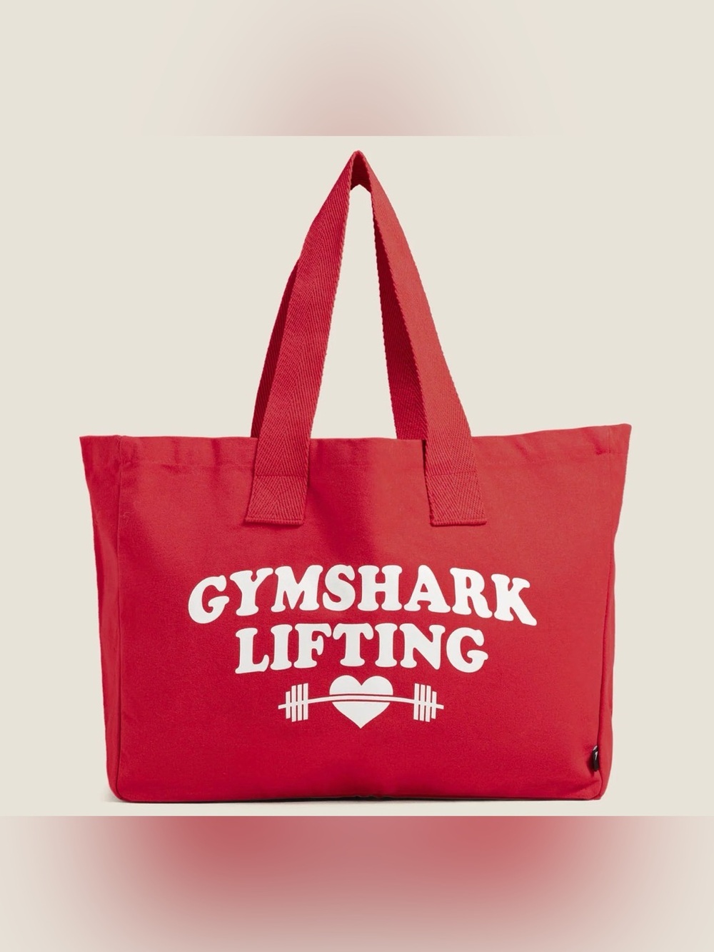 NWT Gymshark Red Canvas Tote Bag Graphic Love Lifting